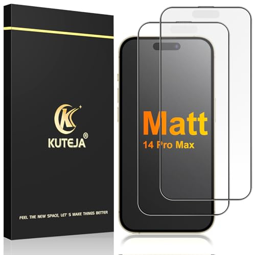 Kuteja Matt Panzer Schutz Glas für iPhone 14 Pro Max [2 Stück], 9H Härte Full Screen Matte Schutzfolie, Anti-Fingerabdruck, Blendschutz, Anti-Kratzen Gehärtetem Glas Displayschutzfolie