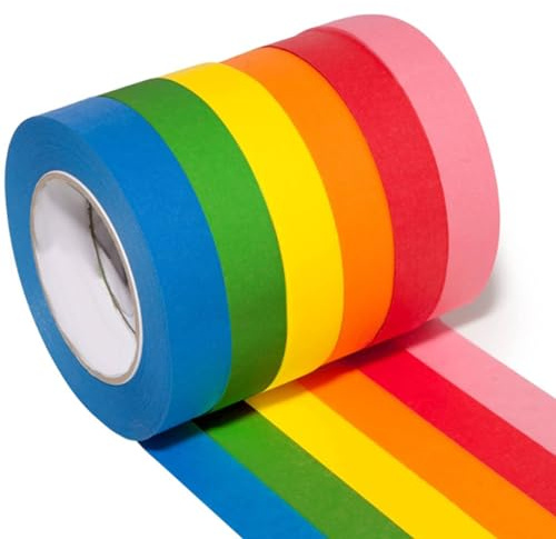 Funalix Set di 6 Rotoli di Nastro Washi, Color Pastello - Decorativo per Bambini, Adesivo Arcobaleno per Journaling, Scrapbooking, Bullet Journal e Fai da Te (15 mm x 13 m)