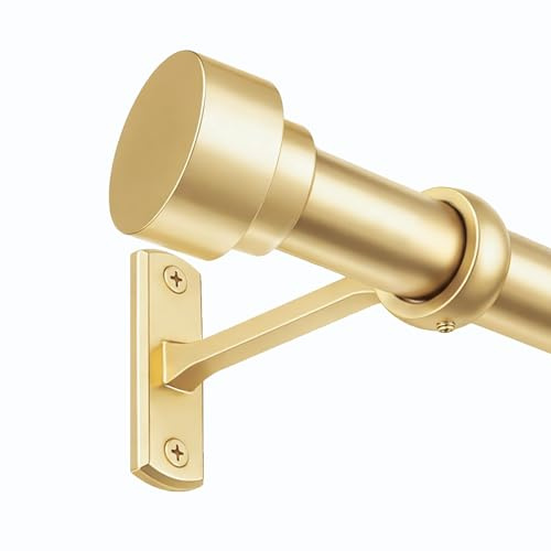 18-150 Inch Curtain Rods, No Drill Easy Installation, 1 Inch Diameter, Adjustable Heavy Duty Rod, Gold Extra Long Window Rods, Decorative Finials, Wall Brackets