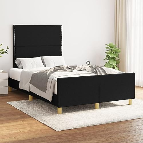 Frdhee Doppelbett Seniorenbett Bettrahmen,Bettgestell ohne Matratze Schwarz 120x200 cm Stoff,Bett Für Schlafzimmer Gästezimmer,Kompakte Verpackung,Einfache Montage