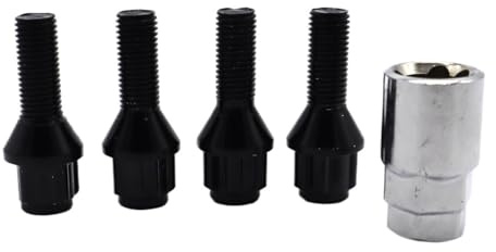 Bulloni per Cerchi in Lega per Serie 1 per E81 E82 E87 E88 Bulloni di bloccaggio per Cerchi in Lega per Auto Dadi per Cerchi Nero M12x1,5 17mm