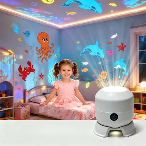 2026 Dynamic Rotating LED Spotlight, LED Projector Underwater World, 360° Rotatable, Adjustable Brightness, Perfect for Relaxing, Meditating, Gifts for Boys/Girls (Ocean)