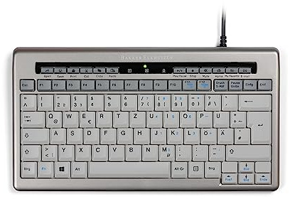 BakkerElkhuizen Ergonomische PC Tastatur mit Kabel - Tastatur Kabel S-Board 840 - Keyboard PC QWERTZ - Deutsches Layout - Kompakte Model mit Schutzhülle