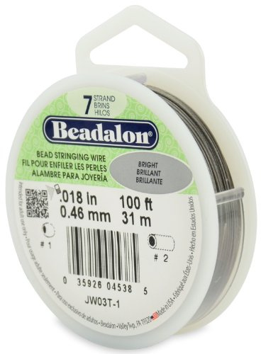 Beadalon 0.46 mm Diameter 31 m Reel 7 Strand Wire, Bright