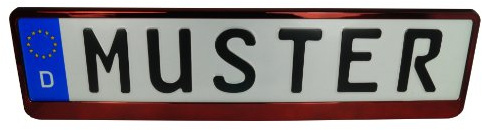 WhiteLabel EU KFZ Kennzeichenhalter Chrome Rot metallic 520x110mm