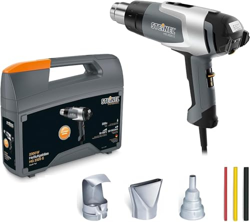Steinel Pistolet à air chaud HG 2320 E avec 3 buses et gaines thermorétractables et mallette, décapeur thermique 650°C|500 l/min noir/gris