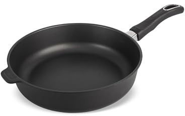 Original Gundel GUSS-BRATPFANNE INDUKTION, 28 cm, Hoher Rand 7,5 cm, Pfanne Induktionsherd, Schmorpfanne 28 cm mit abnehmbarem Stiel, Hochrandpfanne Aluguss