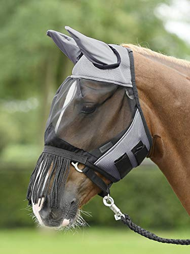 Busse - Maschera da mosche Fly Cover FRANSEN, frangia, grigio/nero
