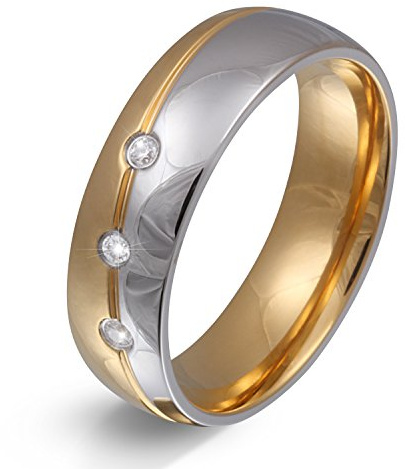 Juwelier Schönschmied - Unisex Partnerring Ehering Hochzeitsring Trauring Femar Edelstahl Zirkonia 168Dac