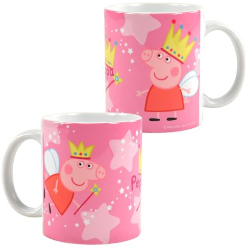 Peppa Pig mugg – älvdrottning barnmugg barnkopp rosa keramisk mugg 320 ml