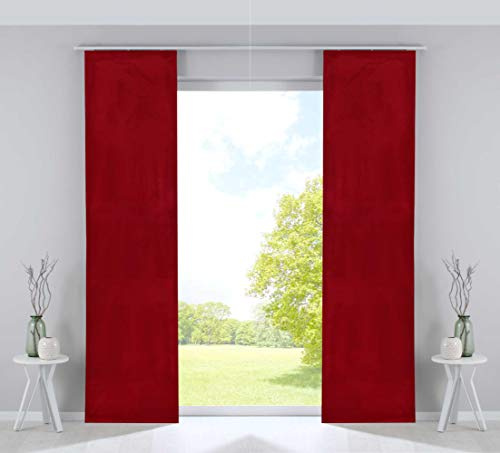 Gardinenbox 2er Set Flächenvorhänge Verdunkelung Schiebegardinen »Milano« Samt Blickdicht Blackout Paneelwägen Beschwerungsstangen Rot HxB 245x60 cm, 203571-2