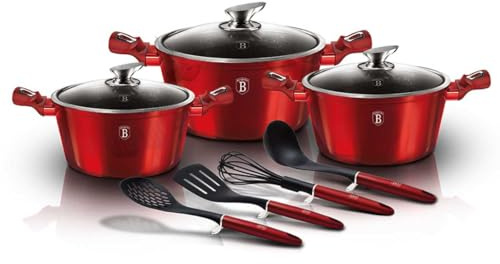 Berlinger Haus Metallic Line- Burgundy Edition 10 pièces de cuisine Burgundy Metallic Line BH/6150 burgundy acier inoxydable 18/8