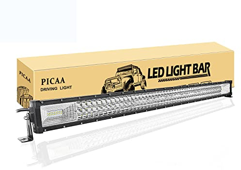 PICAA Barre LED,Triple Rangée 7D 42 Pouces 104 cm 540W Rampe a LED | Barre Lumineuse,Combo Faisceau de Spot D'inondation, 12V 24V, hors route Voiture Véhicules 4x4 SUV ATV Camion Tracteur