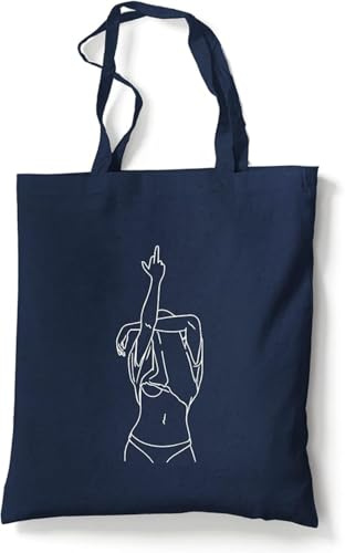 tradercat Jutebeutel bedruckt mit Motiv, Stoffbeutel bedruckt aus 100% Baumwolle - Tote Bag, Einkaufsbeutel, Einkaufstasche, Shopper und Baumwolltasche mit langen Henkeln, Frauenrücken Silhouette