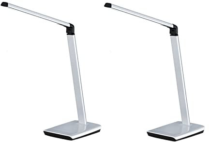 meineWunschleuchte Set di 2 lampade da scrivania in argento con LED dimmerabile e colore della luce regolabile – Lampade diurne per ufficio