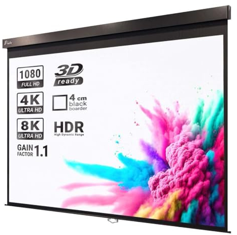 Pantera Rollo-Leinwand | 111 Zoll | 200 x 200 cm | 1:1 | Manuell | 4K/8K Ultra HDR 3D | Beamer Projektions-Bildschirm | Knitterfest