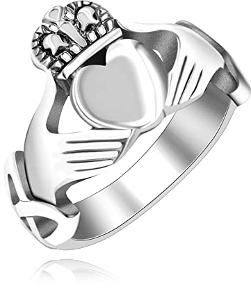 Uloveido Herren Edelstahl Claddagh-Ring mit keltischem Knoten Ewigkeit Design Freundschaft Liebe Treue Ehering Y2145, Edelstahl