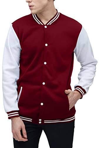 Yuji Itadori Mens Fashion Varsity Jackets Long Sleeve Slim Fit College Baseball Letterman Bomber Coat (Wine Red,M)