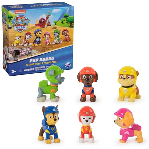 PAW PATROL: Rescue Wheels, 6-teiliges Pup Squad Actionfiguren-Geschenkset, Kinderspielzeug für Jungen und Mädchen ab 3 Jahren
