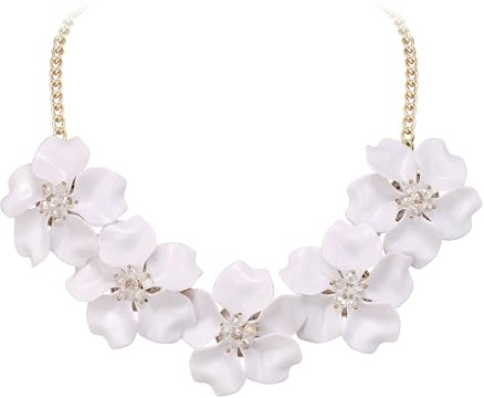 EVER FAITH Blume Choker Halskette für Damen, leichtes Gewicht Acryl florale Statement Weiße Sommer Urlaub Boho-Schmuck