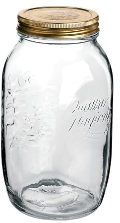Bormioli Rocco Quattro Stagioni Einmachgläser Set 1500 ml (6 Stück, mit 70 mm Deckel in Gold, spühlmaschinenfest, Marmeladengläser, Schraubdeckelgläser) 79211