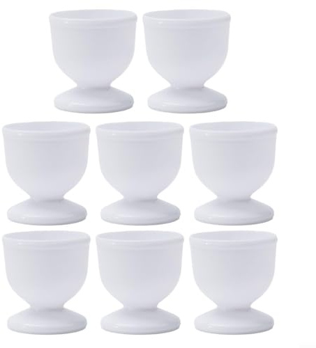 Drhomeam Lot de 4 ou 8 coquetiers blancs en plastique pour œufs durs et souples, 57SOZVMMJ2NDI0486RGXR3QH3820I