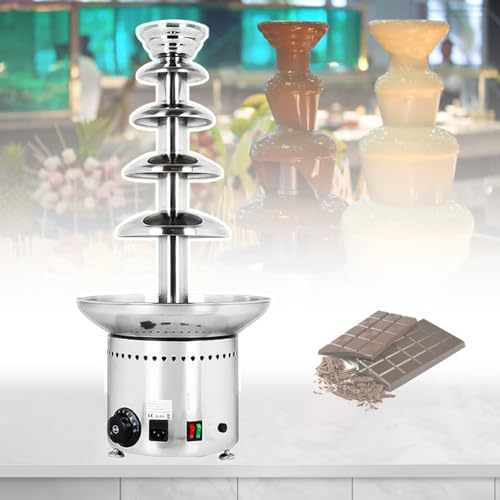 Machine à fontaine à chocolat pour grande fête, acier inoxydable 304, réglable de 0 à 110 ℃, assemblage rapide, conservation automatique intelligente de la chaleur, 5 niveaux