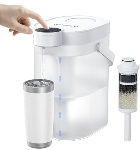 Waterdrop FreshTaste 𝐀𝐛𝐥𝐚𝐧𝐝𝐚𝐝𝐨𝐫 𝐝𝐞 𝐀𝐠𝐮𝐚 Jarra Eléctrica con Filtro de Agua, Dispensador Filtro de Agua de 4L para Refrigerador, Reduce Caliza, Cloro, Limpia, Blanco (Filtro: WD-EWFS)