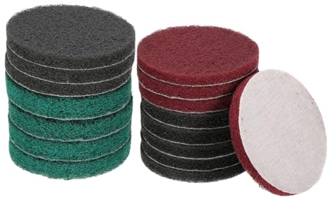 sourcing map 4pcs Scrubber Scouring Pads 180 400 800 1200 Grits 4 Inch Drill Power Brush Hoop and Loop Surface Conditioning Disc Drill Scuffing Disc Scrub Pads for Kitchen Cleaning, 4 Colors