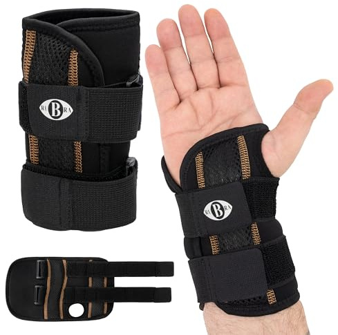 RUBRA Tutore Polso Destro con Stecche Rigide e Compressione Regolabile - Polsiera Ortopedica Supporto Ergonomico per Mano Destra