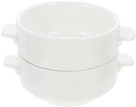 Cabilock 2stücke Keramikschalen Mit Griff Für Suppe Und Salat Einfache Reisschüssel Aus Keramik Mikrowellengeeignet Für Küche Und Einweihungsgeschenk