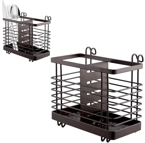 MOUYAT 2 Pack Cutlery Rack Drainer, Cutlery Drainer for Sink, Kitchen Utensils Holder, Rust Proof Sink Utensil Drainer for Kitchen Accessories