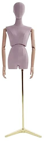 MYVVKIA Schaufensterpuppenkörper Damen Schaufensterpuppenkörper Halbkörper Höhenverstellbar Robuste Schaufensterpuppe Massivschaum Und Gold Dreieckständer Bekleidungsmodelle Mode