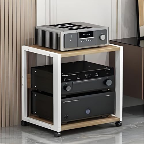Rack Audio Mobile Con Ruote Universali, Av Tower Media Stand Supporto, 2/3/4/5 Livelli Armadio Audio HiFi Rack, Scaffale AV Per Rack HiFi Mobile, Per Soggiorno, Sala Teatro, Centro Intratte(White,H49c