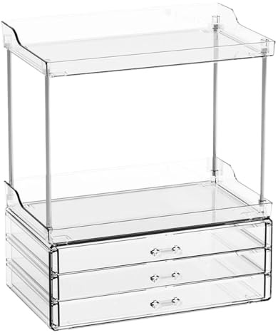 Badezimmer Organizer mit Schubladen, Badezimmer Theke Organizer | 2-stöckiges Aufbewahrungstablett mit Schubladen - WC Organizer, Mehrzweck-Schönheitsständer für Komp