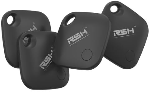 RSH Smart Tracker Tag, Localizzatore Bluetooth Compatibile con Trova dispositivo (Solo Android), Trova Oggetti e Chiavi/Bagagli/Valigie/Zaini, Portafogli/Batteria Sostituibile, 4 Pack