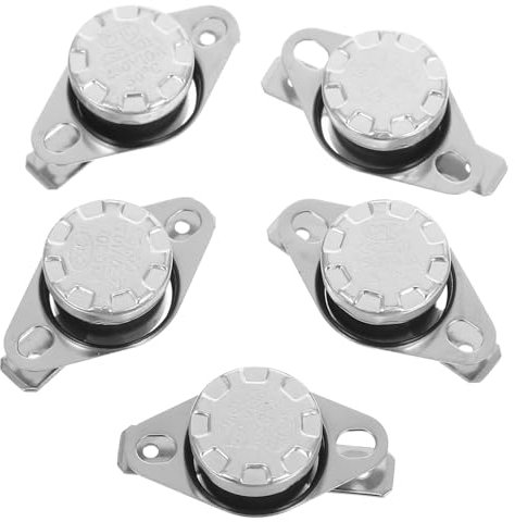Artibetter Interruttore Termico di Controllo 50°c 10a 250v, Normalmente Chiuso, 5 Pezzi, per Scaldabagno Elettrico e Dispenser D'acqua, Montaggio Facile