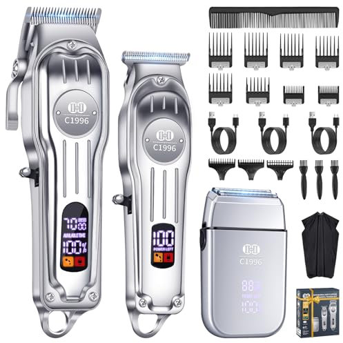 CIICII Haarschneidemaschine Profi und Trimmer Herren Set, Kabellos Haarschneider für Haar (Rasierer Elektrisch & Bartschneider Kit) Haartrimmer Herren für DIY Haar Bart Hause Friseur