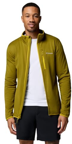 Columbia Essential Hike Grid - Chaqueta de forro polar con cremallera completa para hombre, color verde musgo/musgo antiguo, talla L
