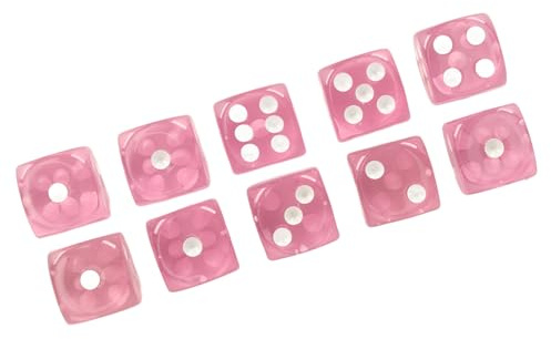 aqxreight 20st DICE SET 6 -sidiga Transparenta Tärningar Rundade Hörntärningar för Brädspel och Undervisar Matematik med Vita Fläckar (Rosa med vita fläckar)