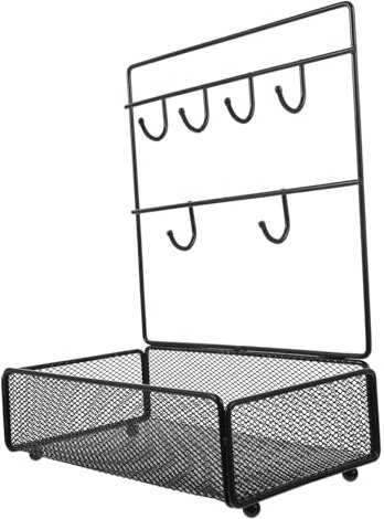 WEKAMOS Organizer Portachiavi e Appendiabiti Per Gioielli Da Parete in Ferro Nero, Porta Chiavi Ingresso e Porta Collane Per Uso Domestico e Negozio, Supporto Multiuso Per Braccialetti e Orecchini