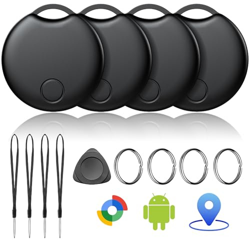 Tracker Android Air Tag Schlüsselfinder, Smart Tag kompatibel mit Google „Find Hub“-App (nur Android), Bluetooth Tracker für Schlüssel, Geldbörse, Fahrrad & Koffer, austauschbare Batterie, 4er-Pack