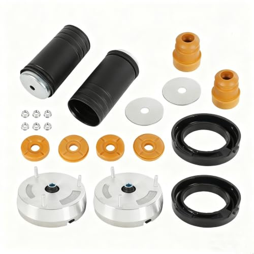 Kit de montage d'amortisseur de jambe de force avant 14 pièces avec supports supérieurs et inférieurs, butées de compression et capuchons de protection - Compatible avec BMW X5 E70 X6 E71 2007-2014