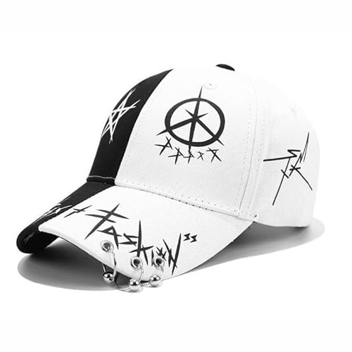 Unisex Graffiti Baseball Cap Hiphop Schwarz Weiß Hut Mode für Männer Frauen