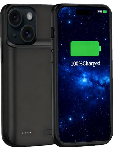 MIGAFEI Funda de batería para iPhone 15, 7000 mAh, ultradelgada, portátil, protectora, inteligente, compatible con iPhone 15 (6.1 pulgadas), cargador de batería extendido recargable, color negro