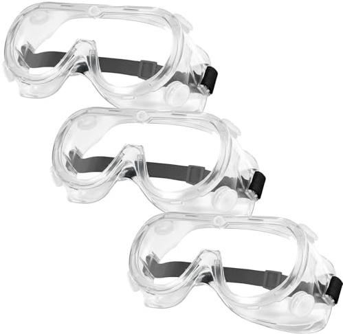RxaGtn Schutzbrille, Arbeitsschutzbrille Für Brillenträger, Staubdichte Schutzbrille Mit Antibeschlag, 3 Stück, Transparente Staubschutzbrille Für Bau, Labor Und Outdoor-Aktivitäten