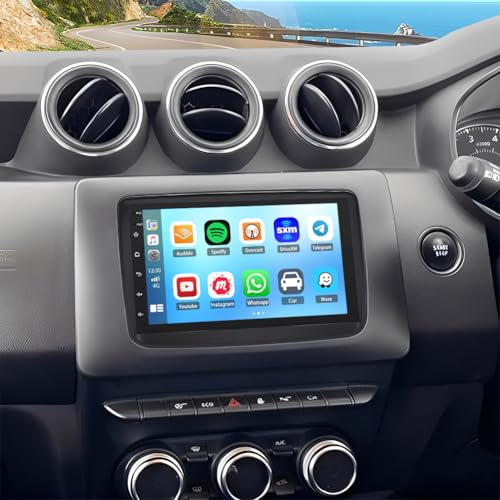 Android 14 Double Din Car Stereo for Dacia Duster 2018-2021 with CarPlay Wireless Android Auto Sat Nav 7 Inch HD Touch Screen Car Radio Head Unit GPS WiFi FM RDS Bluetooth SWC Backup Camera