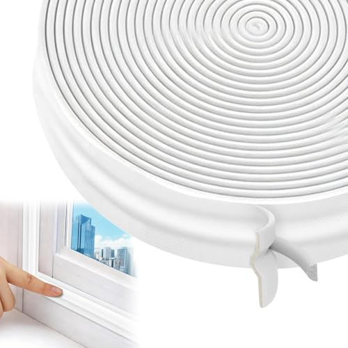 Freyeeti Joint Fenêtre Isolation Anti Froid, Joint Porte de Mousse Adhésive, Joint Isolation pour Fênetres Isolant Phonique Contre le Vent (Blanc 6M)