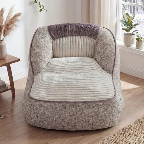 LELEFIDO Pouf gigante per adulti, grande e comodo, divano da pavimento in pelliccia sintetica di lusso, per soggiorno, camera da letto, angolo di gioco e lettura