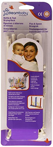 Dreambaby Baby Bottle & Nipple Drying Rack - Foldable & Portable Draining Holder - White
